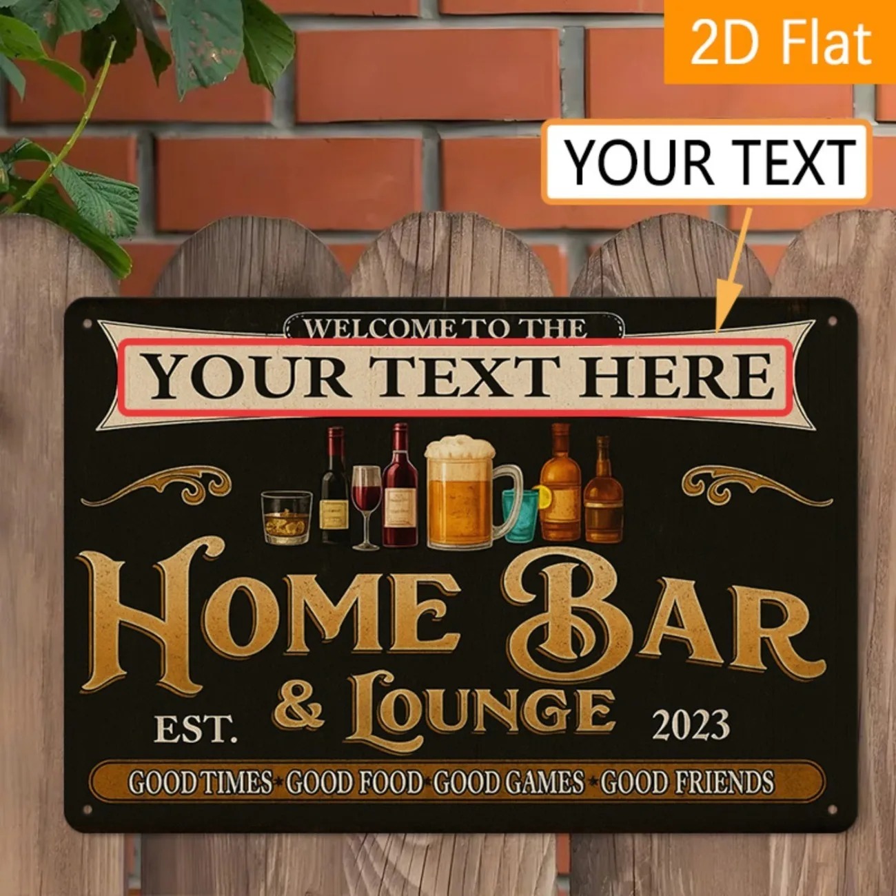 カスタムテキスト ヴィンテージ ホームバー＆ラウンジ メタル - Home Bar Lounge のレビューと価格