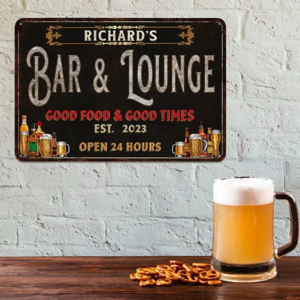 CIFbuy製、名前やメッセージを自由にカスタマイズできる金 - Home Bar Lounge のレビューと価格