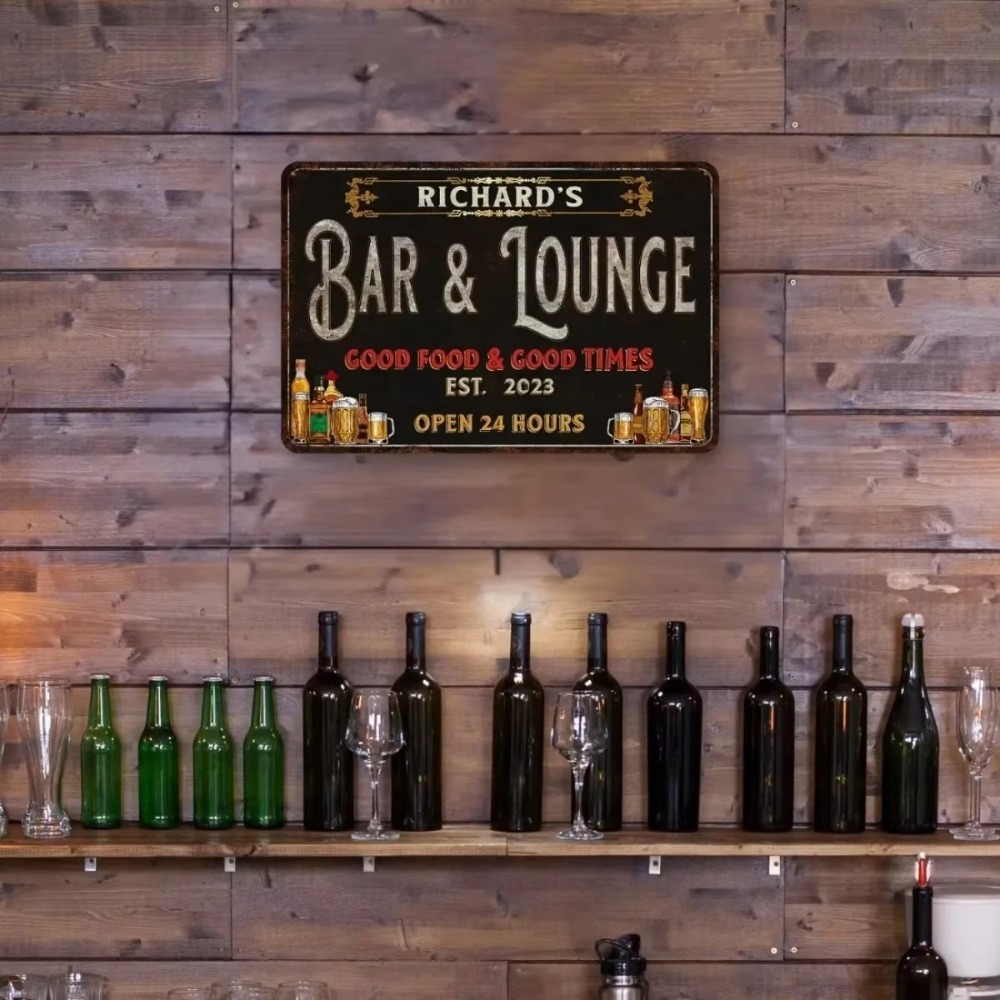 CIFbuy製、名前やメッセージを自由にカスタマイズできる金 - Home Bar Lounge のレビューと価格